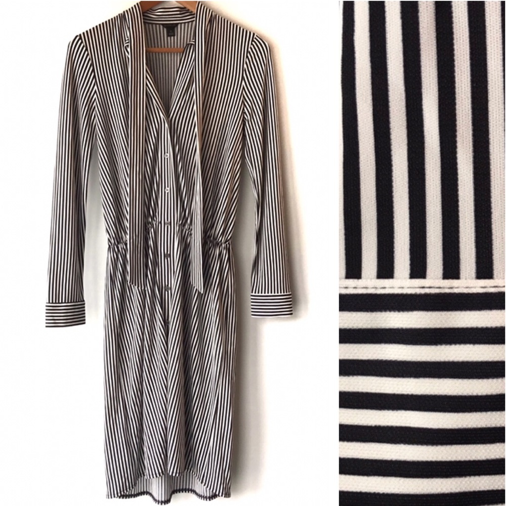 Ann Taylor Black & White Striped Dress XS